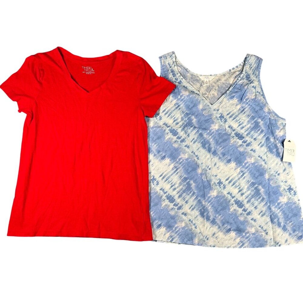 Time and Tru Shirts Womens Small Lot of 2 Summer Tops Tank Top Short Sleeve Pull